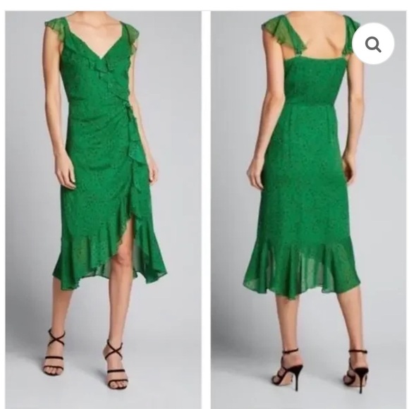 Veronica Beard Amal Green Ditzy Floral Asymmetrical Ruffle Dress - Picture 11 of 11